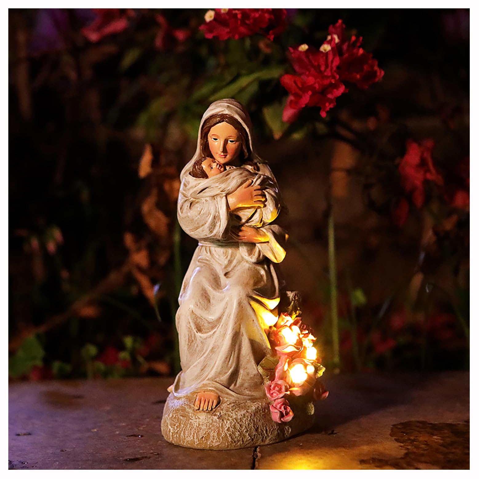 Lighted Virgin Mary Statue for Women – Hand-Painted Resin Mother